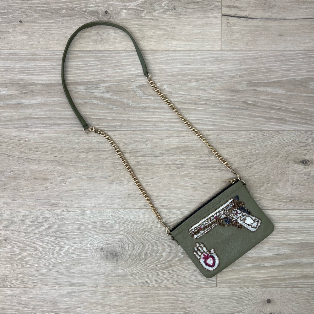 Tea & Tequila Beaded Green Crossbody Bag